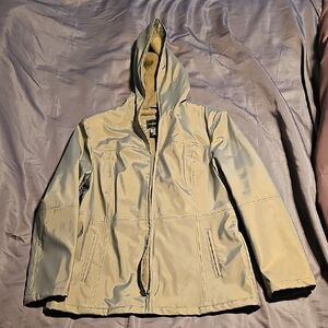 Women's Vinyl Hooded Jacket in Taupe